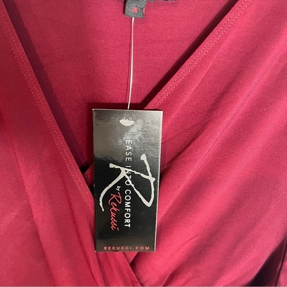 REKUCCI WOMEN'S SLIMMING 3/4 SLEEVE FIT AND FLARE CROSSOVER TUMMY CONTROL DRESS - Picture 5 of 7